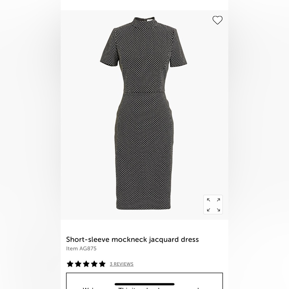 J.Crew Short Sleeve Mockneck Jaquard Dress - 6